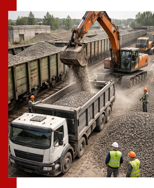 Железнодорожный щебень фракция 25–60 для поставок в Симферополе