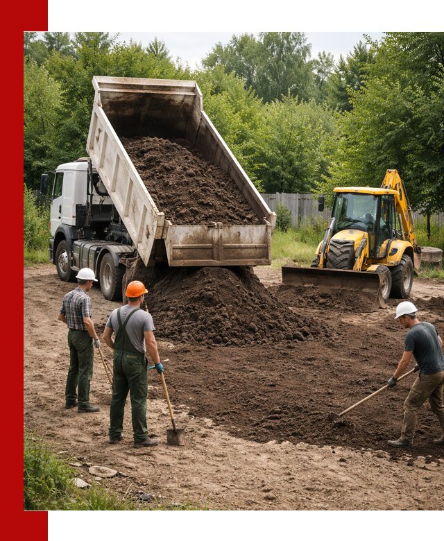Доставка и укладка грунта для выравнивания участка в Симферополе