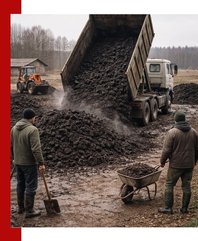 Доставка низинного торфа с разгрузкой и доставкой в Симферополе