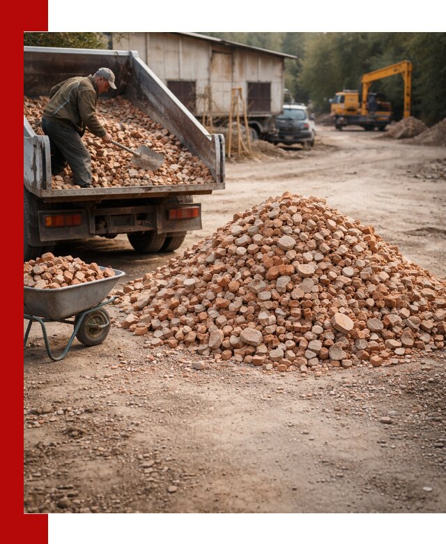 Доставка и подушка из боя кирпича с разгрузкой в Симферополе