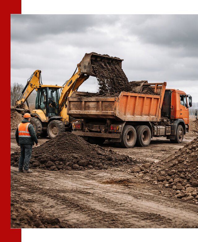 Вывоз грунта и строительного мусора в Симферополе грузовыми самосвалами