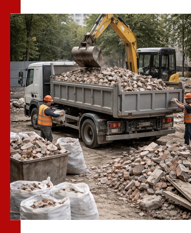 Вывоз строительного мусора в Симферополе с самосвалами и контейнерами