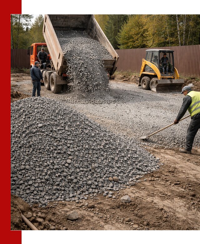 Отсыпка участка щебнем с доставкой и уплотнением в Симферополе